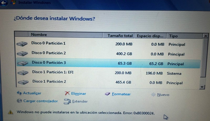 Error Code 0x80300024 When Installing Windows